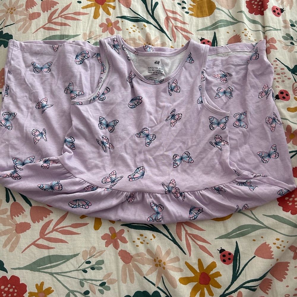 H&M Kids Dress in Light Purple with Butterfly Print
